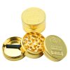 【BALI🍄】GOLD 黃金硬幣研磨器 36MM｜3 層金屬結構｜附刮板｜隨身攜帶款
