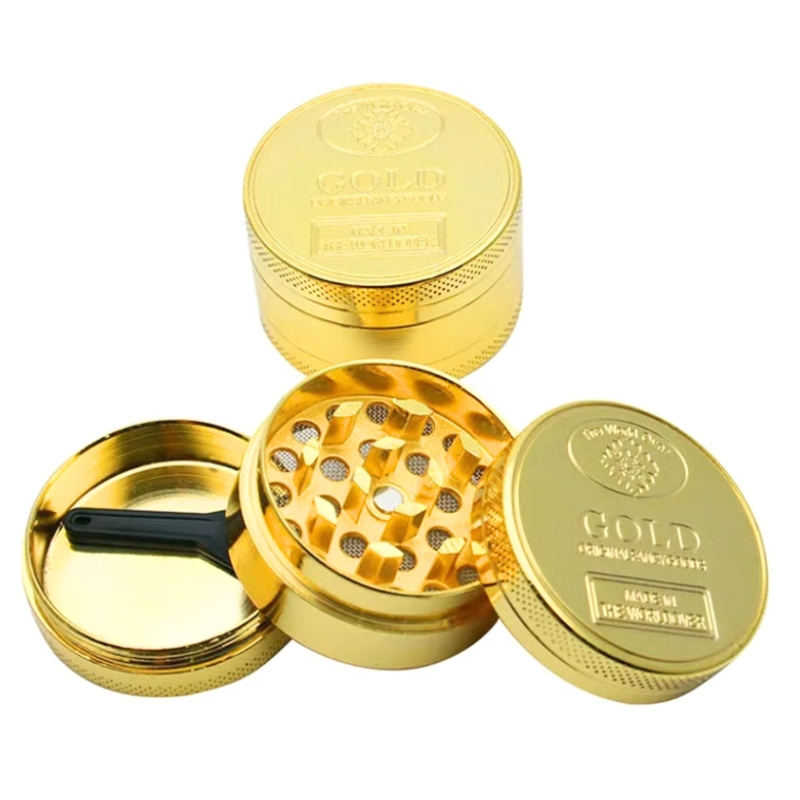 【BALI🍄】GOLD 黃金硬幣研磨器 36MM｜3 層金屬結構｜附刮板｜隨身攜帶款