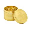 【BALI🍄】GOLD 黃金硬幣研磨器 36MM｜3 層金屬結構｜附刮板｜隨身攜帶款